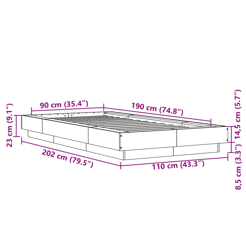 Giroletto senza Materasso Rovere Sonoma 90x190 cm 3281243