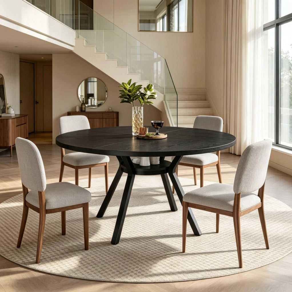 TAVOLO DA PRANZO rotondo Ø 120 cm Legno Nero