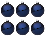 Palline di Natale in Vetro Blu Lucido Addobbi Decorazioni Natalizie Albero Diametro: 80 mm