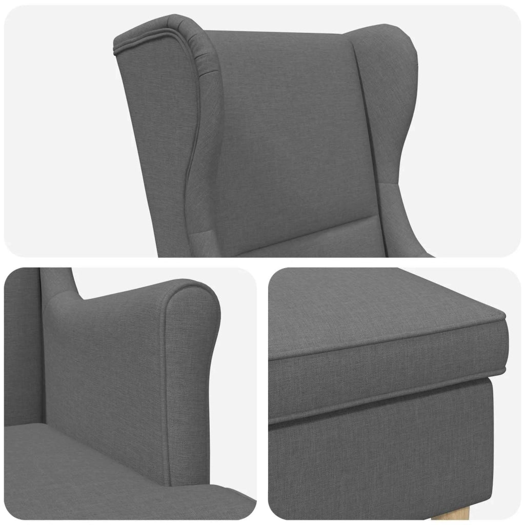 Poltrona con Ottomano 2 pz Grigio Scuro Tessuto 3418802