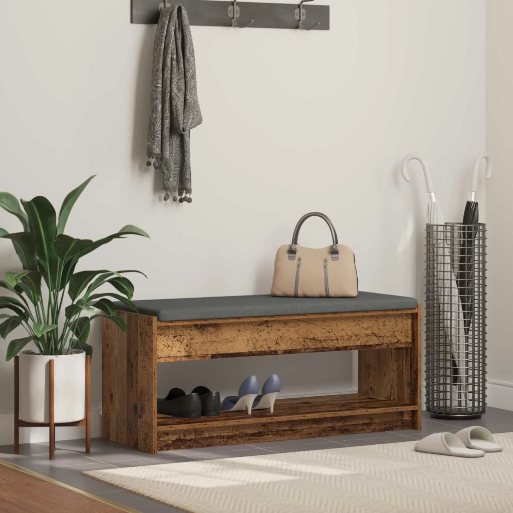 Panca per ingresso con cuscino Legno vecchio 103 x 38 x 45 cm