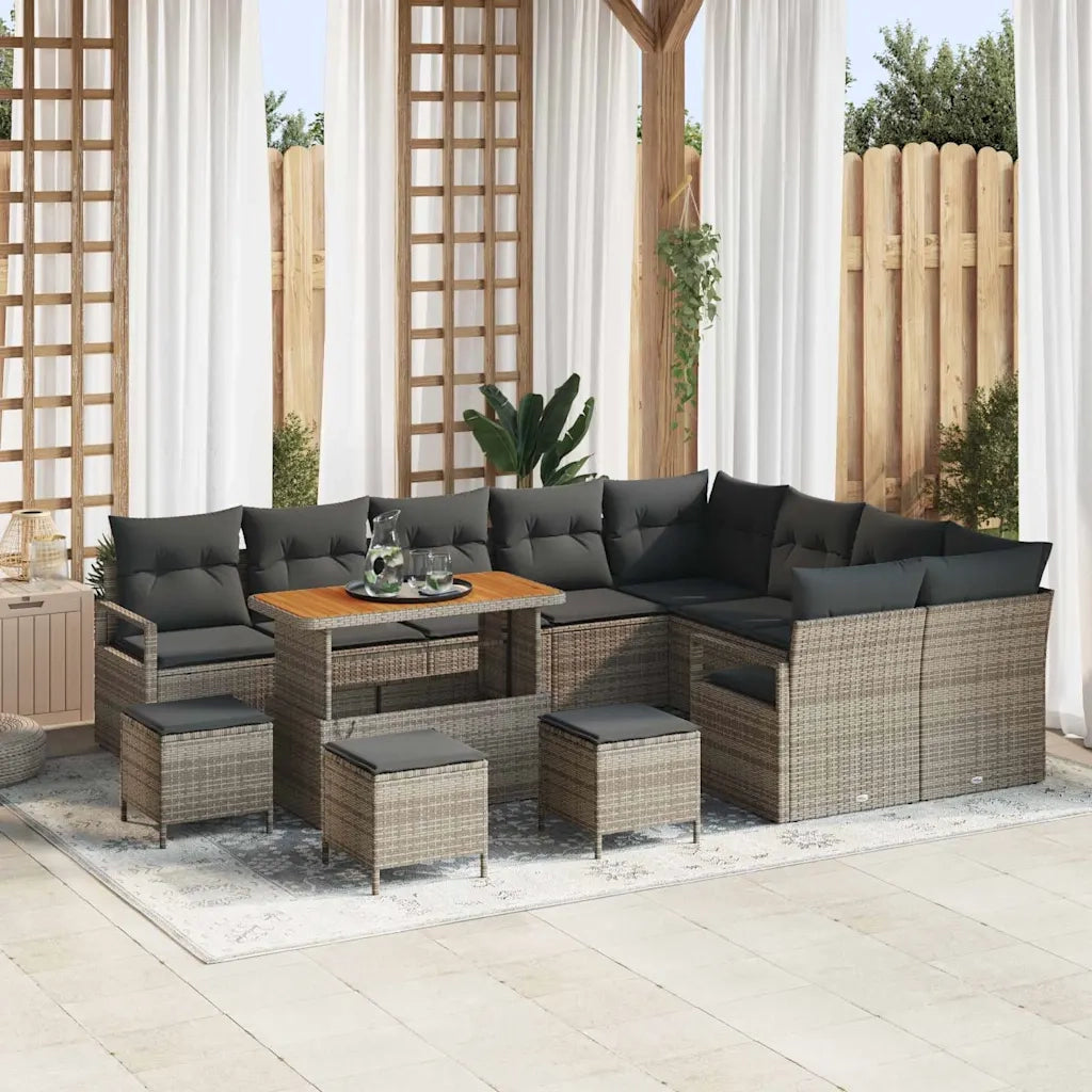 Set Divano da Giardino con cuscino 13 pcs Grigio 3364523