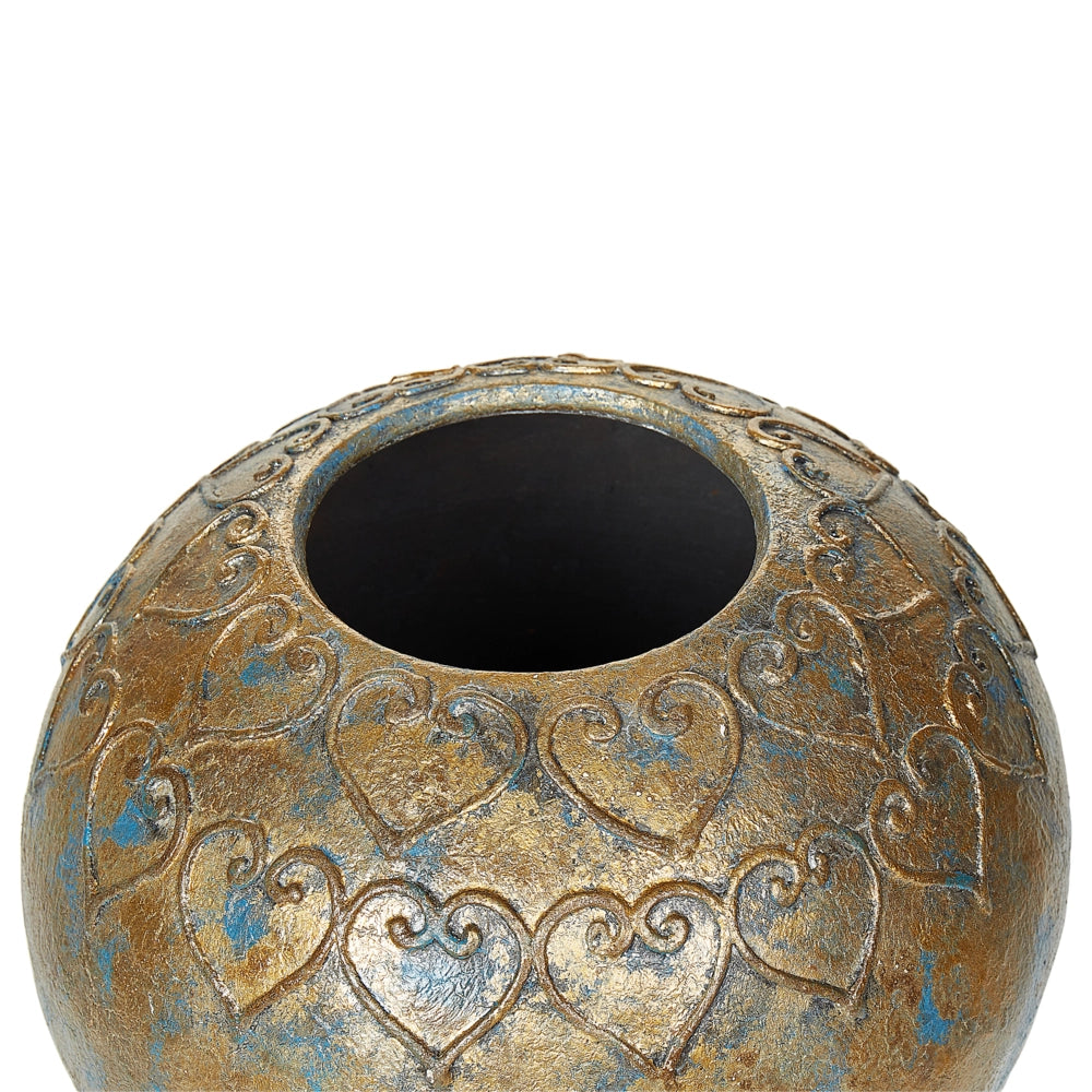 Vaso Decorativo dorato Blu terracotta 30 cm Ovale Effetto Anticato interni accessorio