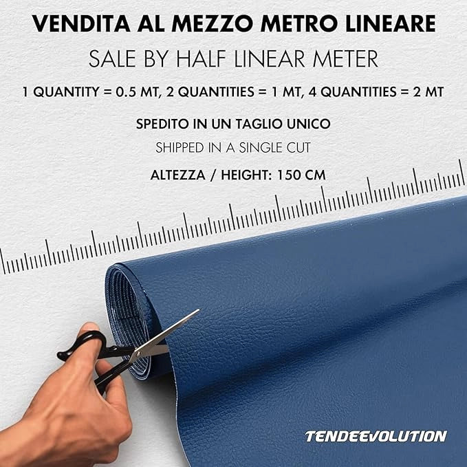 Ecopelle "Sierra" di Qualità, Colore Blu Avio 17 - Robusta, Elegante - Ideale per Auto, Moto, Arredamenti - Vendita al Mezzo Metro