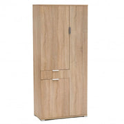 Armadio Color Naturale con 3 Ante e 1 Cassetto, cm 75x38x174