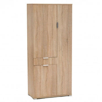 Armadio Color Naturale con 3 Ante e 1 Cassetto, cm 75x38x174