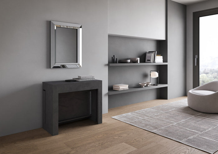 Consolle Tavolo Allungabile 90-302x42x75 cm Evolve Antracite Spatolato con Panca Inferiore e Superiore