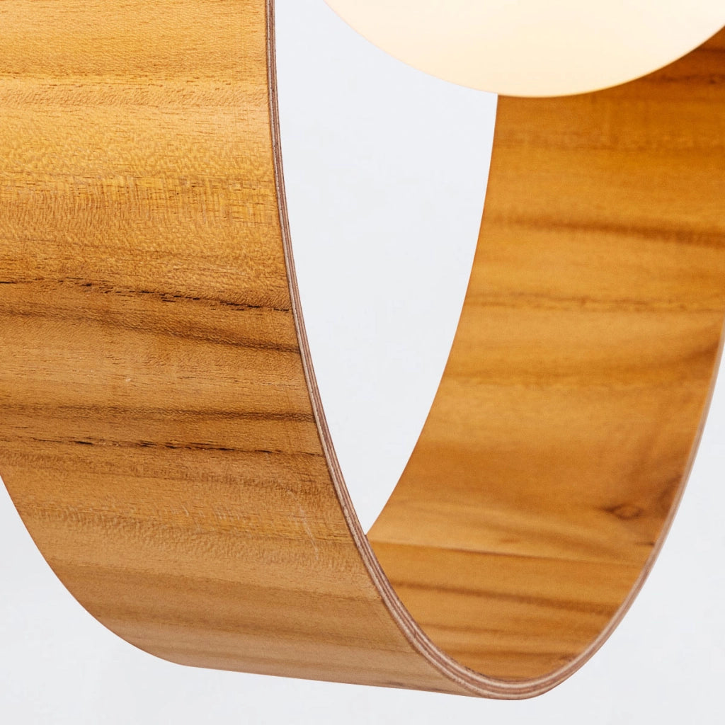 Lampada a sospensione Sfera Quintiesse teak E27 vetro opale