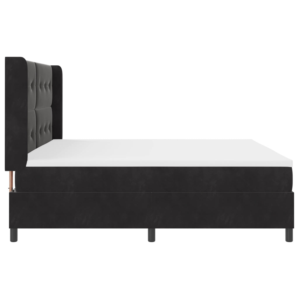 Letto Box Spring con Materasso Nero 200x200 cm Velluto