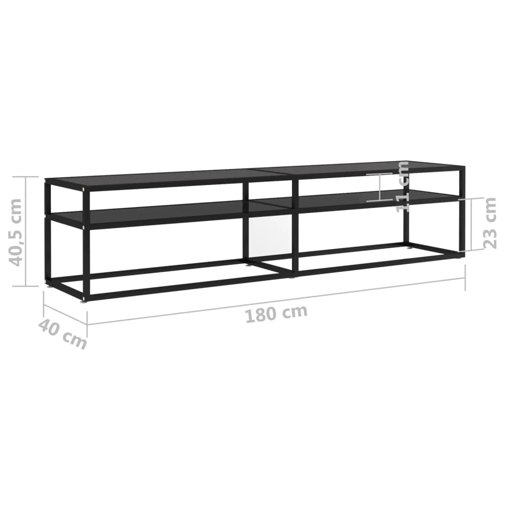 Mobile TV multimediale scaffale TV mobile TV sala da pranzo soggiorno camera da letto 180 x 40 x 40,5 cm vetro temperato nero 02_0026101