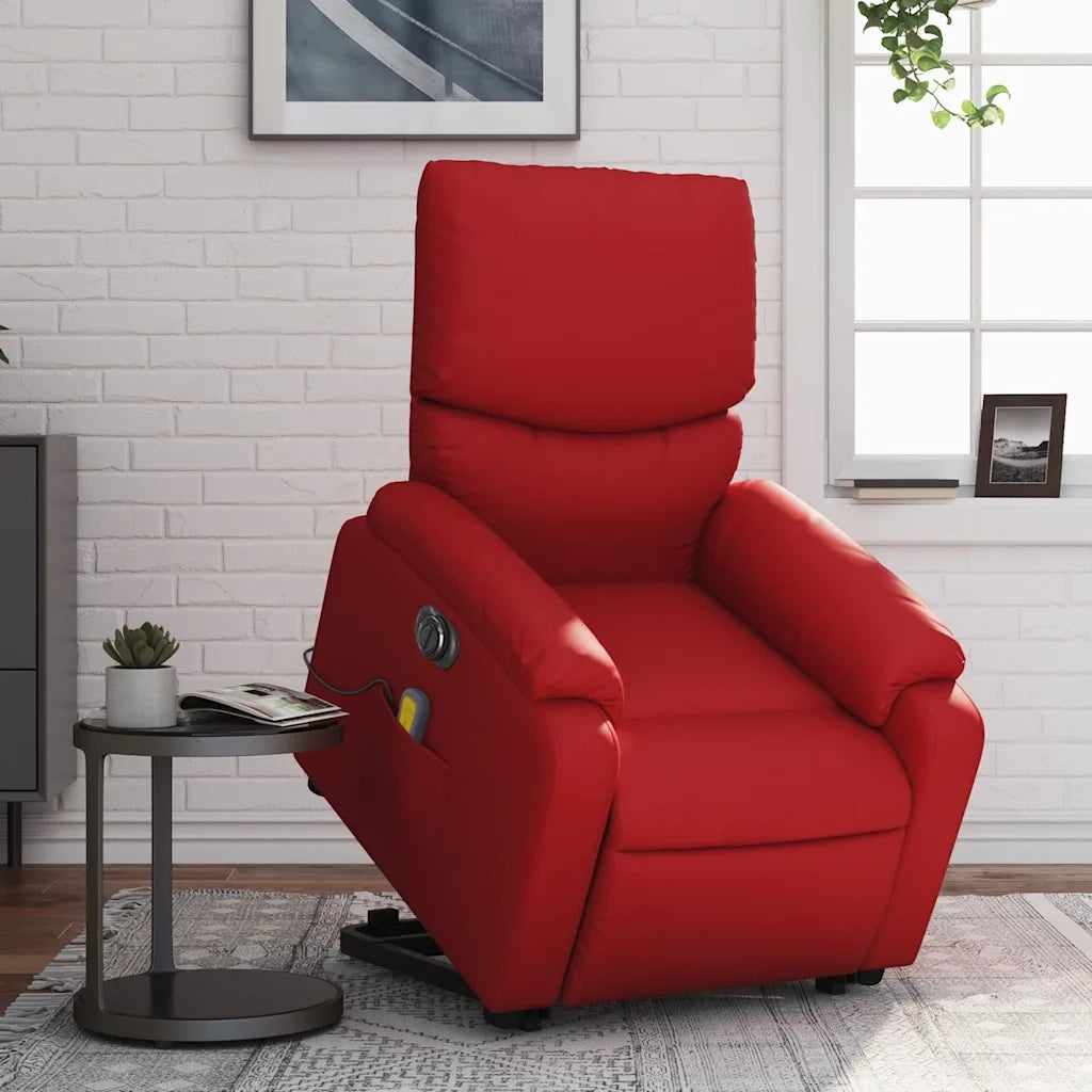 Poltrona Alzapersona Reclinabile Elettrica Rossa in Similpelle 3204912