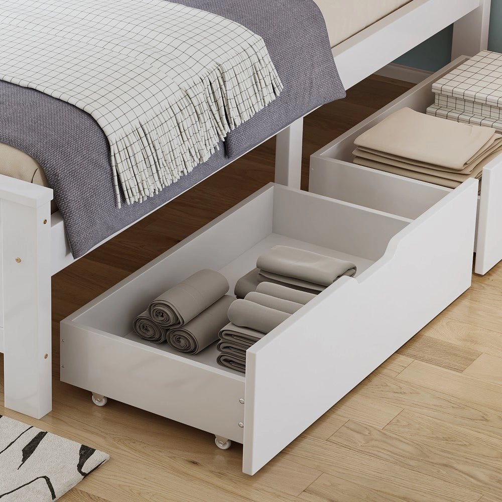 Letto Contenitore in Legno di Pino ¨C MINIMAL ¨C Bianco 140x200