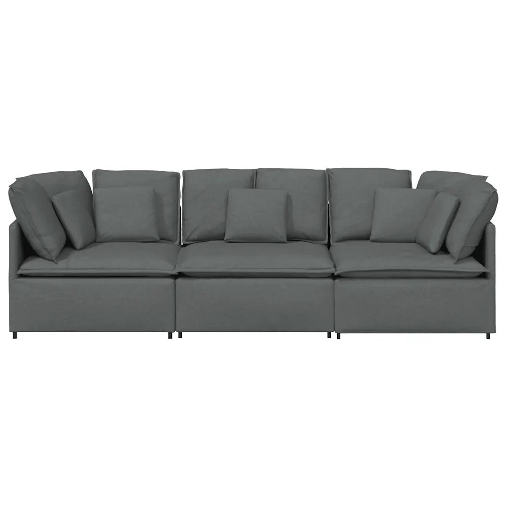 Divano Modulare con Cuscini in Tessuto Grigio Scuro 3321268