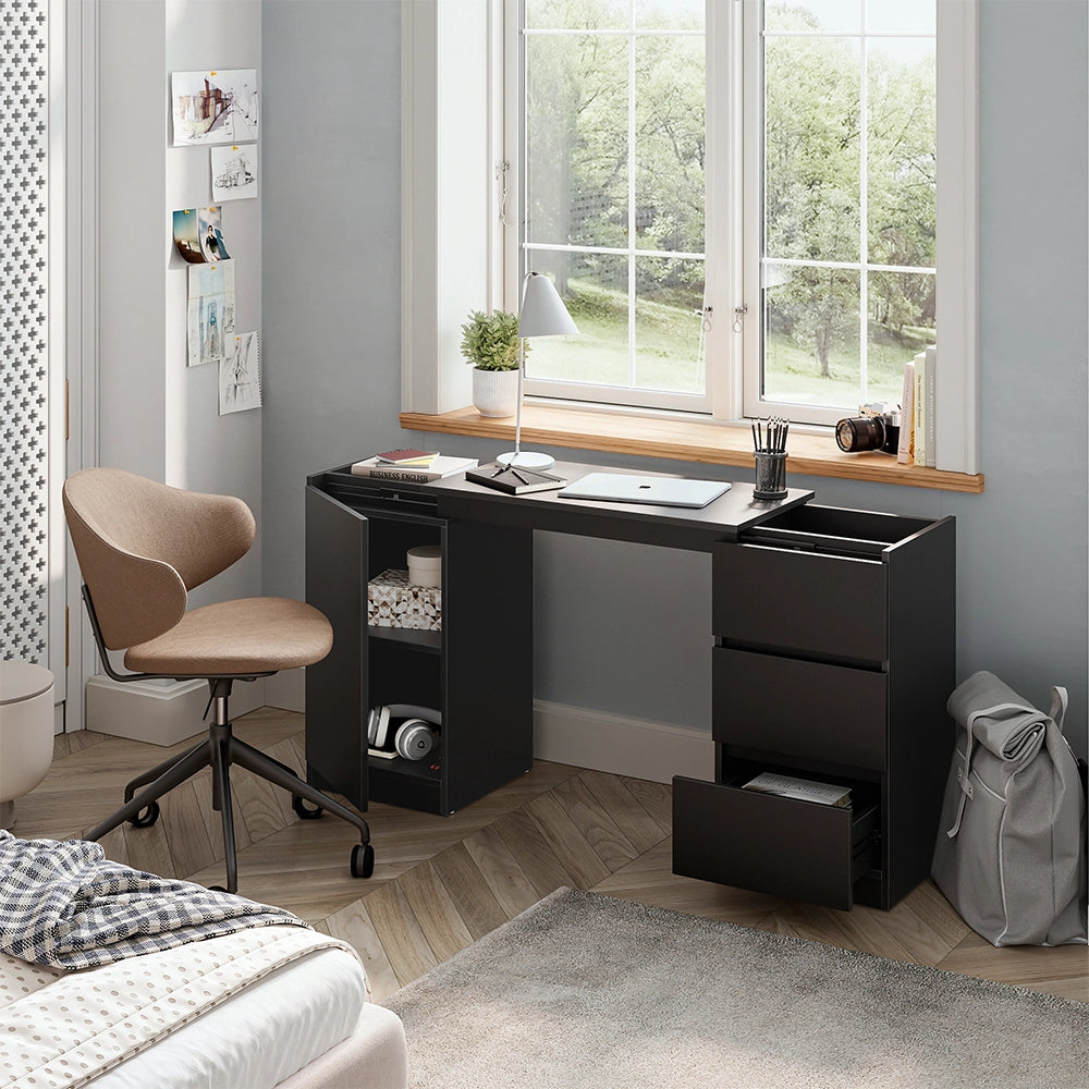 Cassettiera con funzione scrivania Varino Nero 80 x 75.5 cm estensibile Vicco
