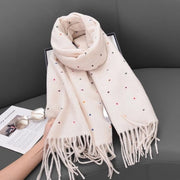 Schiacchiera in pile per donna per autunno/inverno | Scollo spesso, caldo con frange, punti monocromatici e stile rilassato
