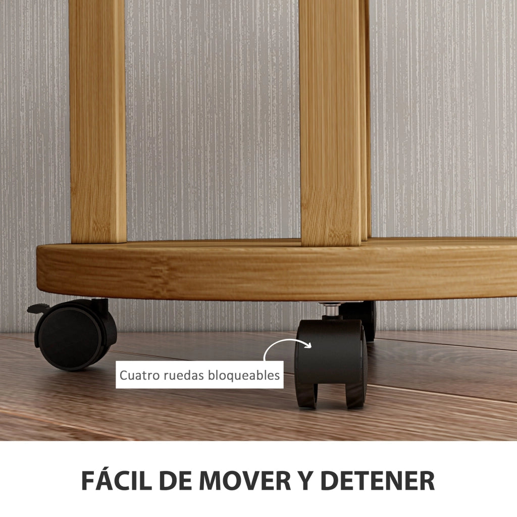 Tavolo per piante in bamb¨´ con ruote 5 livelli ¨C zephmum ¨C 33x33x90 cm