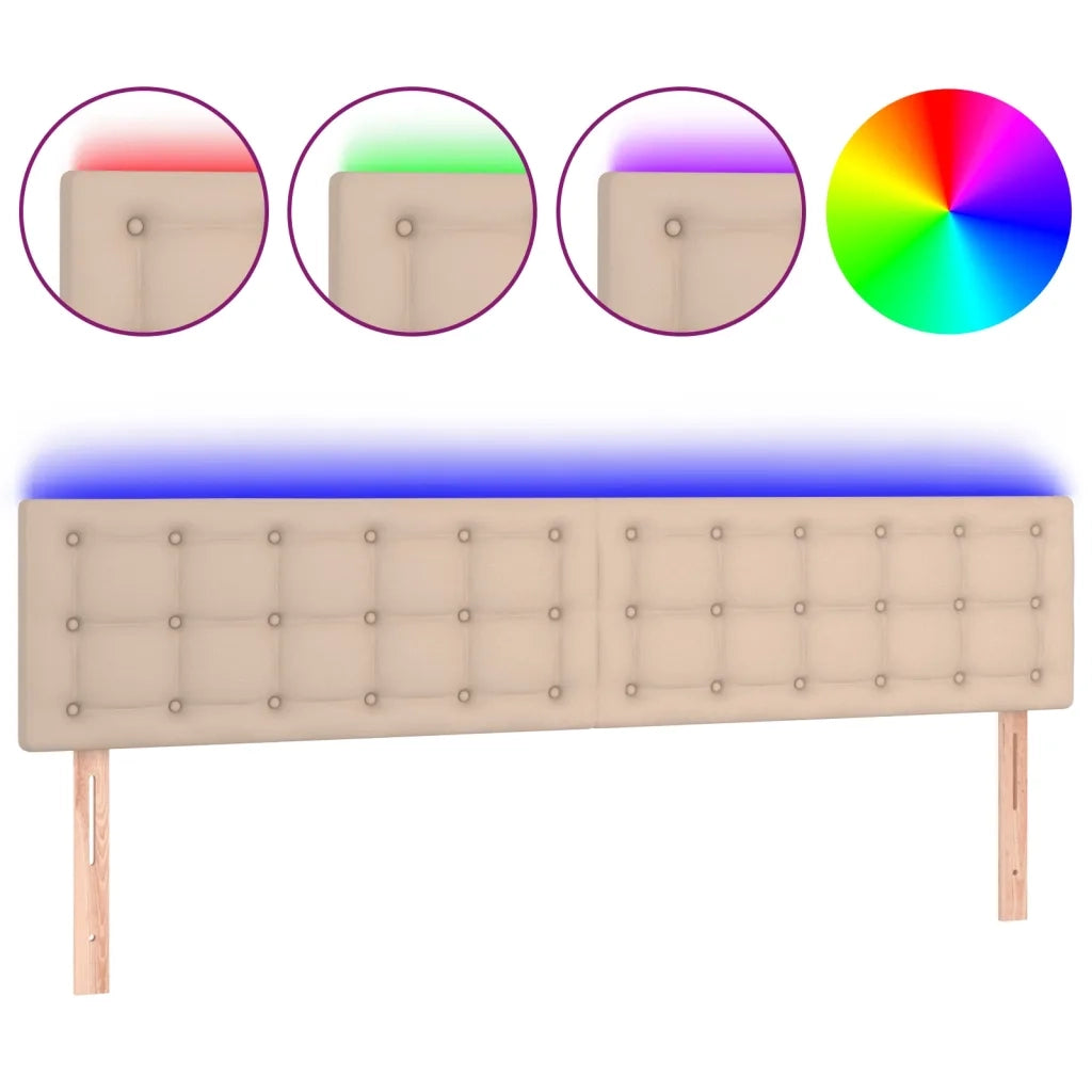 Testiera | Testata Cappuccino a LED 180x5x78/88 cm in Similpelle