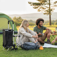 Carrello della Spesa 46x59.5x97 cm con Borsa da 40L Impermeabile e Sedile in Alluminio Nero e Argento