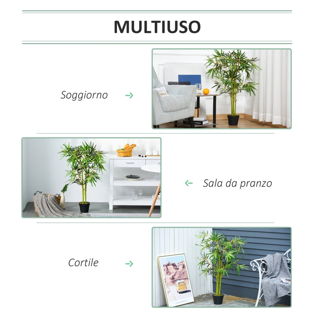 Pianta Artificiale Bambù H120 cm con Vaso Verde