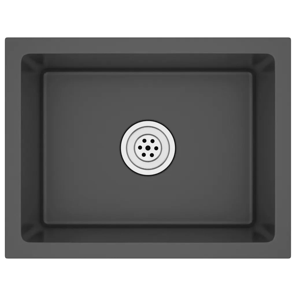Lavello da Cucina Lavorato a Mano-Lavandino-Lavabo Nero Acciaio Inox 995808