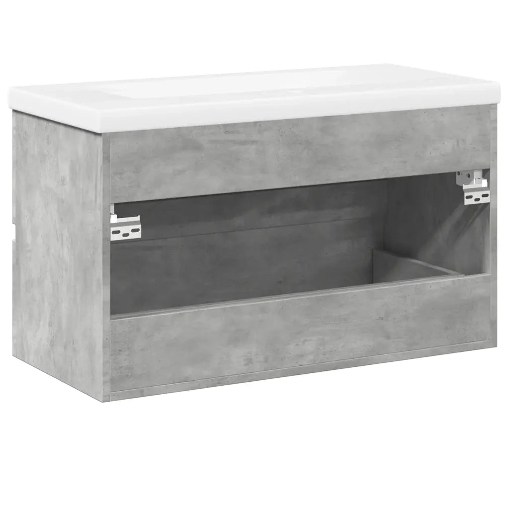 Set Mobili da Bagno | Armadio da bagno 2 pz Grigio Cemento in Legno Multistrato