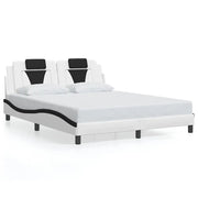 Letto matrimoniale | Letto per adulti | Giroletto Viana senza Materasso Nero e Bianco 160x200 cm in Similpelle