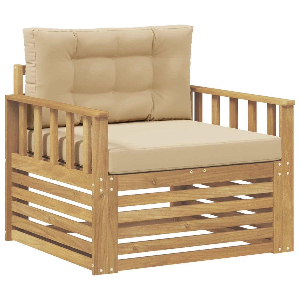 Divano da esterno-Divano da Giardino Poliestere Bianco e beige 100210