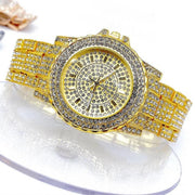 Trade Shop - Orologio Da Polso Zcc Donna Analogico Quarzo Acciaio Moda Brillantinato Dorato -