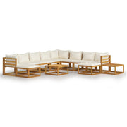 Mobili da giardino mobili da esterno Set di mobili da 12 pezzi con cuscino color crema in legno massello di acacia 02_0015530