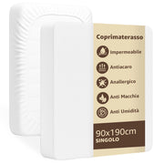 SONIT - Coprimaterasso Impermeabile - Cerata Letto - Copri Materasso Antiacaro Anallergico - Anti Macchia e Umidità Misura: SINGOLO 90X190