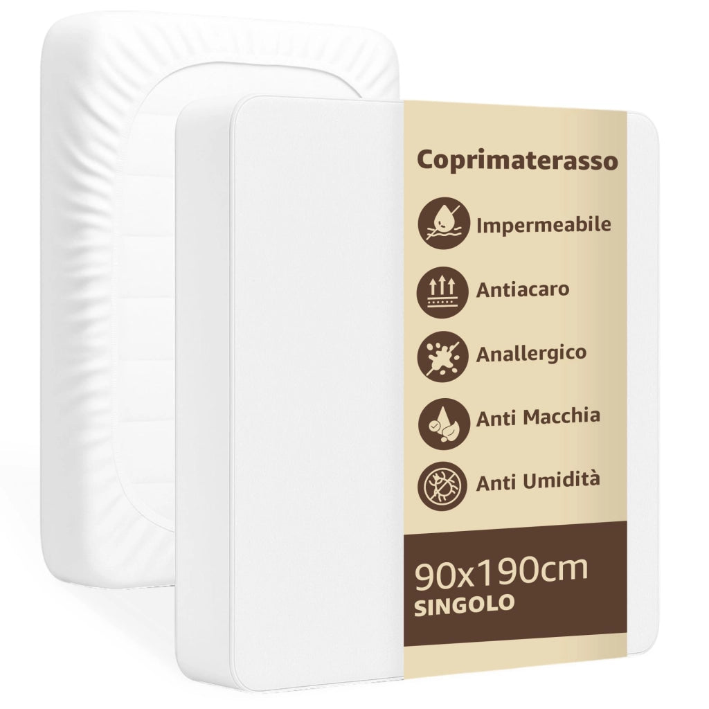 SONIT - Coprimaterasso Impermeabile - Cerata Letto - Copri Materasso Antiacaro Anallergico - Anti Macchia e Umidità Misura: SINGOLO 90X190