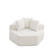 Poltrona modulare esagonale chaise longue con cuscini e design componibile per soggiorno in chenille beige