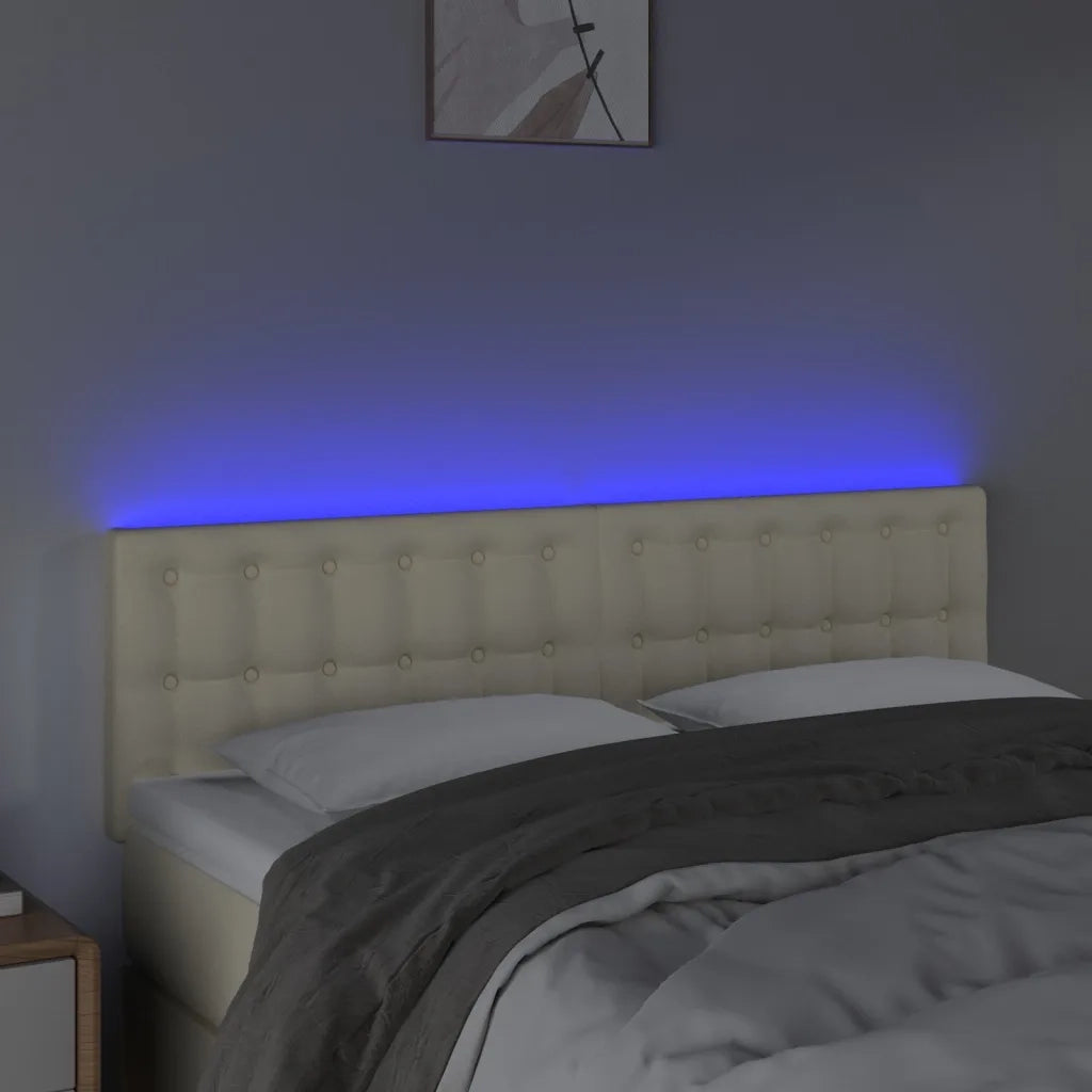 Testiera-Testata-Testiera Decorativa Crema a LED 144x5x78/88 cm in Similpelle 526584