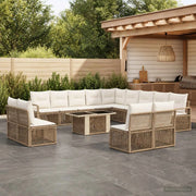 Set Divano da Giardino 14 pz Beige e Bianco Crema polyrattan 3437175
