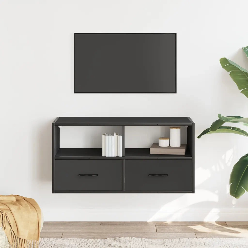 Mobile TV Nero 80x31x39,5 cm in Truciolato e Metallo