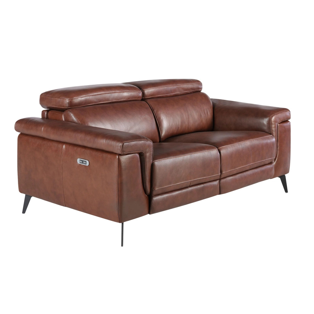 Divano relax a 2 posti in pelle marrone