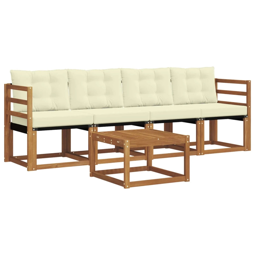Set di divani da esterno con cuscino 5 pcs Naturale e Crema