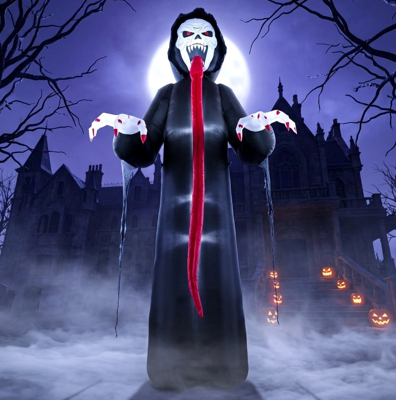 DECORAZIONE HALLOWEEN Scheletro Gonfiabile 310 cm Nero con LED