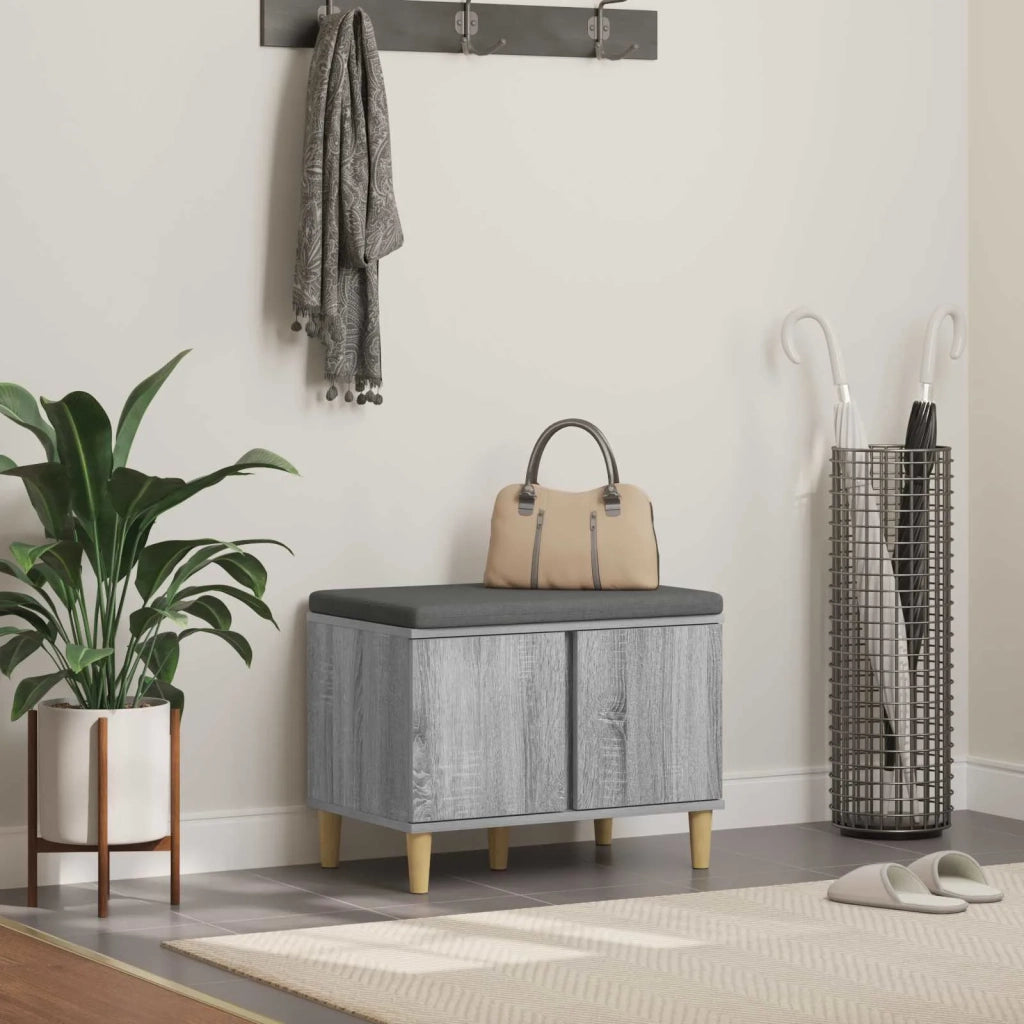 Panca per ingresso con cuscino Sonoma grigia 60 x 38 x 46 cm 891525