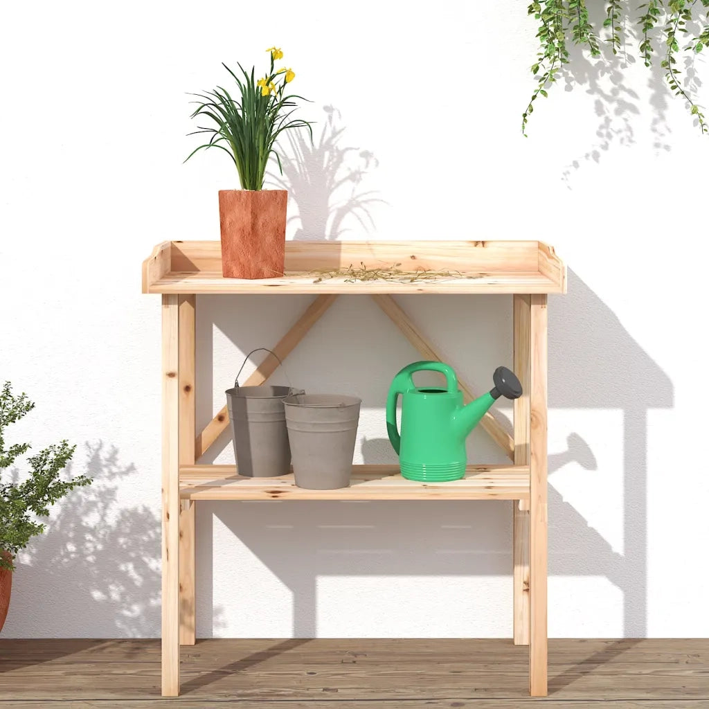Tavolo Piante con Ripiano 78x38x,82,5cm Legno Massello di Abete CFW9189569