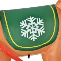 Babbo Natale Gonfiabile 132cm con Slitta e 3 Renne, Luci LED Integrate, Decorazione Natalizia da Esterno