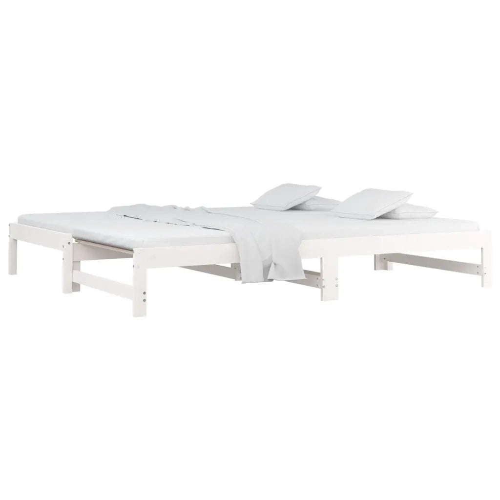 Letto singolo | Letto per adulti | Dormeuse Estraibile Bianca 2x(90x190) cm Legno Massello di Pino