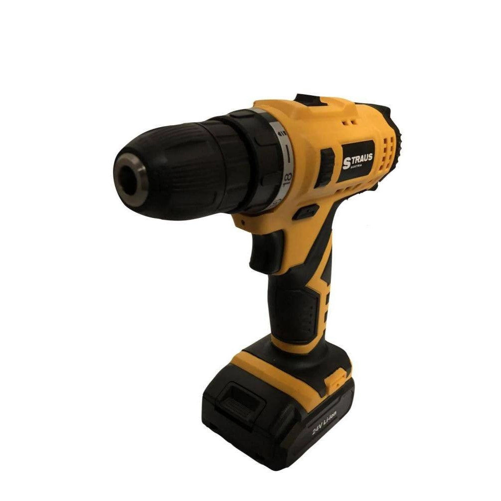 Trade Shop - Trapano Avvitatore A Doppia Batteria Al Litio 24v + 92 Accessori Con Valigia -