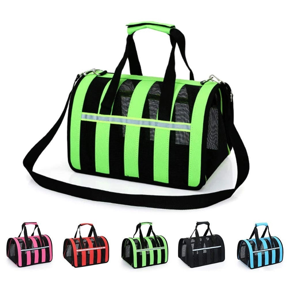 Trade Shop - Trasportino Borsa Zainetto Strisce 47x29x30cm Pieghevole Tracolla Cane Gatto -