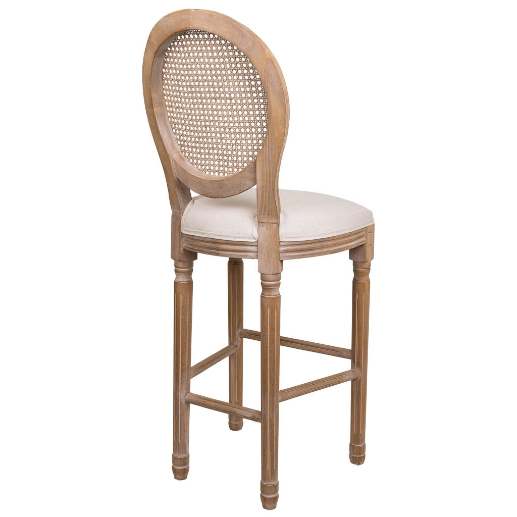 Sgabello in legno imbottito panna 48x42x76/121h