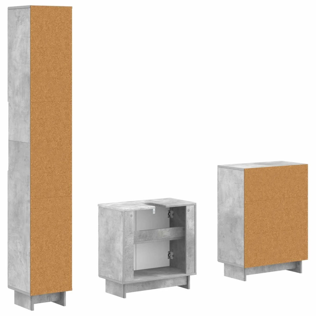 Set di armadietti da bagno in 3 pezzi EDE Grigio Cemento 3417417