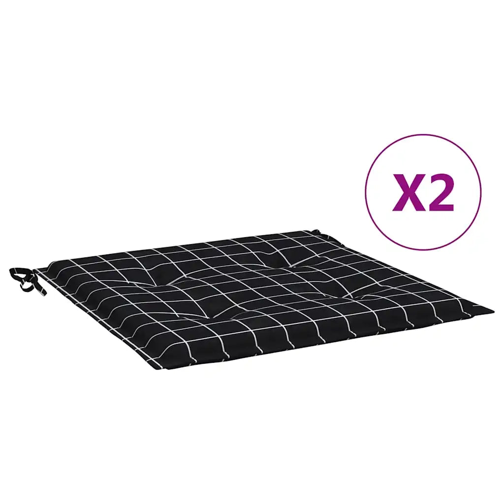 Cuscini Sedia 2 pz Motivo a Quadri Nero 40x40x3 cm in Tessuto 361014