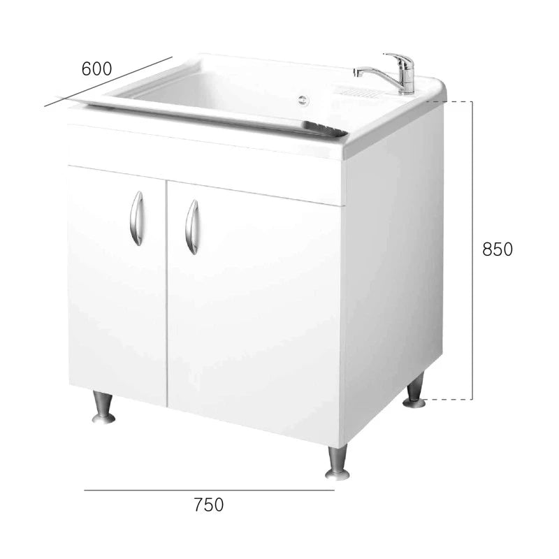 Lavatoio Eco con vasca 75x60 cm due ante bianco