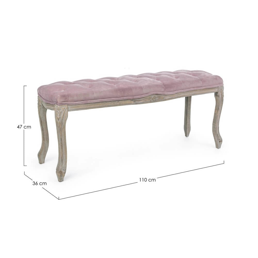 Panca imbottita in tessuto con gambe in legno stile classico - ARIANNA