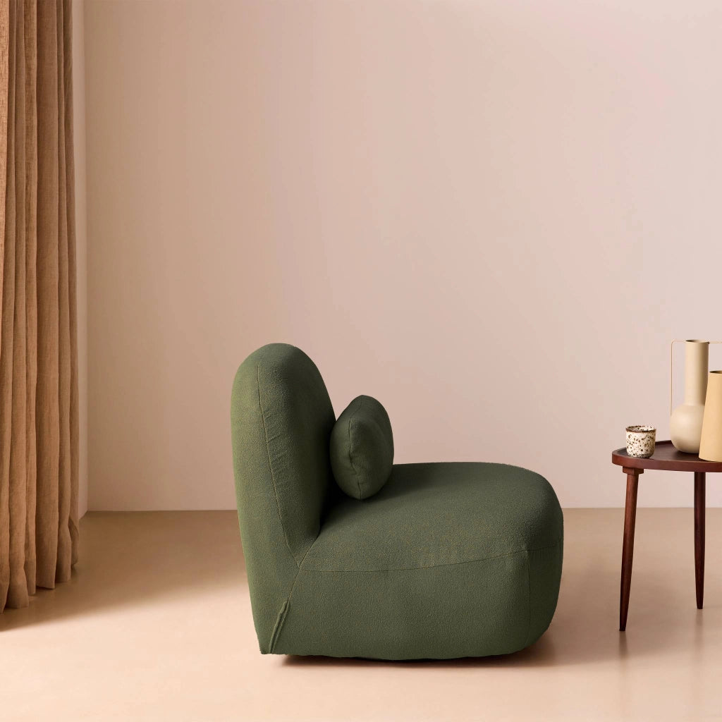 Poltrona girevole 360° bouclé, kaki